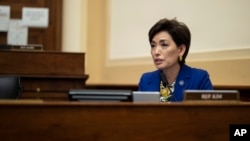 资料照:美国国会共和党联邦众议员金映玉2021年3月10日在众议院外委会一场听证会上发言。(美联社)