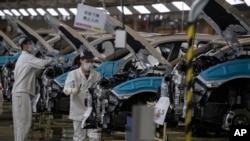 中国武汉的东风本田汽车公司的装配线(2020年4月8日)