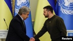 联合国秘书长古特雷斯在基辅会晤乌克兰总统泽连斯基。(2023年3月8日)