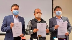 香港民意研究所12月17日公佈最后一轮立法会选举民意调查显示,选民的投票意欲持续下跌。(美国之音汤惠芸摄)