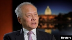 时任中国驻美国大使崔天凯在华盛顿接受路透社的采访。(资料照片:2018年11月6日)