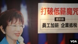 洪秀柱竞选宣传看板(美国之音杨明拍摄)