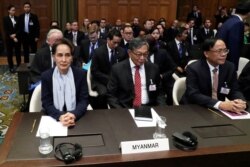 资料照:缅甸领导人昂山素季在海牙国际法庭为缅甸被指控种族灭绝罗兴亚人举行的听证会上。(2019年12月11日)