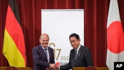 德国总理奥拉夫·朔尔茨(Olaf Scholz)2023年3月18日与日本首相岸田文雄会晤。(媒体联访照片)