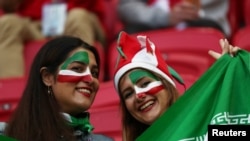 Soccer Football - World Cup - Group B - Iran vs Spain - Kazan Arena, Kazan, Russia - June 20, 2018 Iran fans inside the stadium before the match