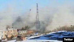 2018年1月9日,山西临汾市由家庭教会耗资1700万元兴建的金山台教堂被当地政府爆破强拆。(推特图片)