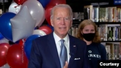 前美国副总统拜登2020年8月18日正式获得民主党提名角逐总统大选(美国民主党全代会视频截图)