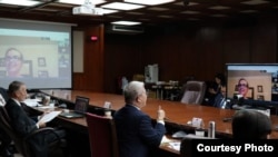 资料照片:美台于美东时间2020年6月3日晚、台北时间6月4日上午举行“虚拟太平洋岛屿对话”加强对太平洋岛国新冠肺炎防疫援助。(台湾外交部照片)