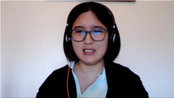 张学菲(Sophie Zhang)接受美国之音Skype采访视频截图。