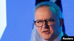 资料照:澳大利亚总理安东尼·阿尔巴尼斯2022年7月12日在澳大利亚悉尼能源论坛上发言。(路透社)