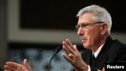 美军太平洋司令部司令、海军上将塞缪尔•洛克利尔在参议院军事委员会作证谈美国在太平洋地区的军事部署。