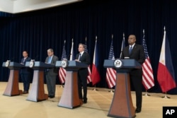 美国和菲律宾的外交、国防部长“2+2”对话2023年4月11日在华盛顿举行。(美联社)