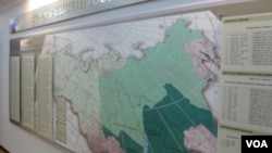 俄罗斯地图上标识的赤塔州/后贝加尔边疆区(右下角)。(美国之音白桦拍摄)