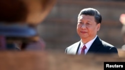 中国国家主席习近平访问南非时抵达比勒陀利亚的联合大厦(2018年7月24日)