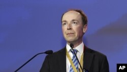 Спікер Парламенту Фінляндії Юссі Галла-аго виступив на засіданні Верховної Ради України, присвяченому 90-м роковинам Голодомору. Jussi Nukari/Lehtikuva via AP