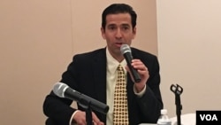 资料照片:美国国际共和研究所(IRI)总裁特温宁 (美国之音钟辰芳拍摄)