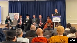 Linh mục Nguyễn Văn Khải phát biểu tại Hội nghị Tự do Tôn giáo Quốc tế (IRF Summit 2023) tại thủ đô Washington DC, ngày 31/1/2023.