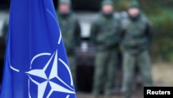 资料照:北约的“增强前沿驻军”战斗组在拉脱维亚举行军演。(2019年10月5日)