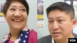 洛杉矶香港论坛主席叶长江(右)和听众董复兴(美国之音国符拍摄)