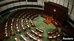 香港立法会四名民主派议员被取消资格后的立法会大厅。(2020年11月11日)