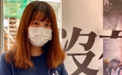 本土青年意志发言人张心怡表示,活动希望透过以物易物的方式,找到抗争运动的共鸣。 (美国之音 汤惠芸拍摄)