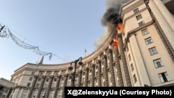 2025年9月7日,乌克兰首都基辅遭到俄罗斯的袭击,内阁大楼受损。