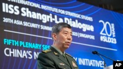 资料照片:参加新加坡香格里拉安全对话的中国防长李尚福。