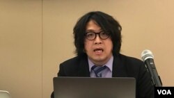 台北大学犯罪学研究所助理教授沈伯洋2019年10月23日参加全球台湾研究中心应对中国锐实力座谈会(美国之音锺辰芳拍摄)