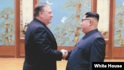 前时任中央情报局局长蓬佩奥秘会金正恩(来源:白宫)
