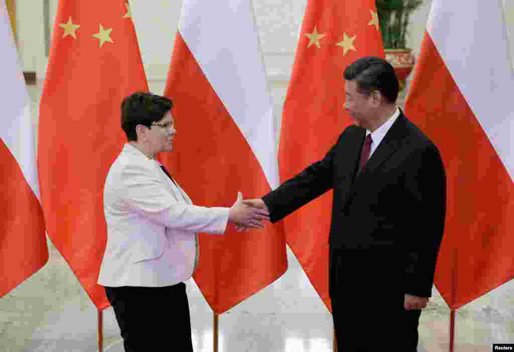 中国主席习近平会见抵达北京参加 “一带一路”国际合作高峰论坛波兰总理希德沃( Beata Szydlo)(2017年5月12日)