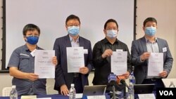 香港民意研究所公佈最新民意調查顯示,接近60%受訪者,反對修改香港選舉制度。(美國之音湯惠芸攝)