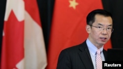 资料照片:2018年时任中国驻加拿大大使卢沙野