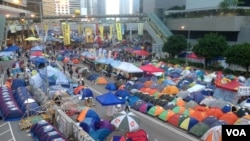 香港争取真普选占领行动11月21日踏入第55天(美国之音海彦拍摄)