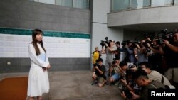 游蕙祯2018年6月4日进入法庭前与媒体见面(路透社)