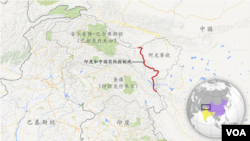 中国印度实际控制线,含中国新疆和田地区 (阿克赛钦)、巴控克什米尔 (吉尔吉特-巴尔蒂斯坦) 和印控克什米尔 (查谟)