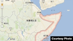 索马里地理位置(谷歌地图)