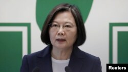 台湾总统蔡英文在台北对媒体发表讲话。(2020年8月12日)