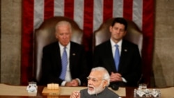 印度总理莫迪2016年6月在美国国会发表演说,时任副总统拜登(后排左)在场。(路透社)