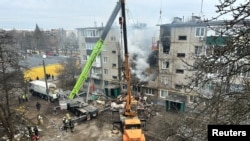 资料照片:乌克兰苏梅市遭到俄罗斯无人机的攻击。(2024年3月23日)