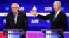 2020年2月25日民主党总统参选人桑德斯（左）和前副总统拜登在南卡罗来纳州查尔斯顿辩论