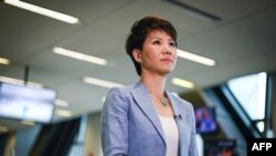 资料照:中国官方英文电视频道中国环球电视网(CGTN)主播刘欣 (2019年5月30日)