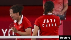 中国羽毛球运动员陈清晨在东京奥运会比赛场上爆粗口。(2021年8月2日)