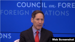 美国疾病控制与预防中心前主任弗里登在纽约外交关系协会谈中国的新冠病毒疫情对全球公共卫生的影响。(外交关系协会网站截图)