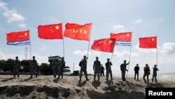 资料照片:中国陆战队参加在俄罗斯举行的国际陆军运动会(2019年8月8日)