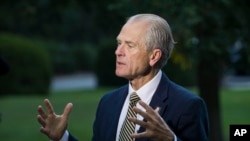 资料照片:美国白宫贸易与经济事务顾问的彼得·纳瓦罗在白宫接受电视采访。(2019年9月11日)