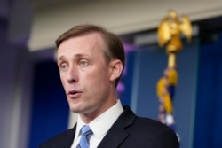 资料照片:白宫国家安全顾问沙利文在白宫的一次记者会上讲话。(2021年8月23日)