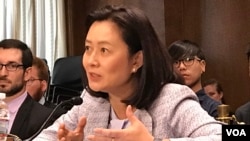 美国维吉尼亚大学讲师及香港中文大学教授林夏如2019年9月4日参加美中经济与安全审查委员会2019年美中关系听证会(美国之音锺辰芳拍摄)