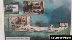 2014年4月菲律宾军方图像显示中国在南沙造岛