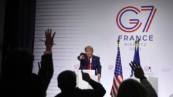 时任美国总统特朗普2019年8月出席G7峰会期间见记者(美联社)