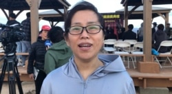 奥斯卡人权奖获得者王晶。(美国之音,2021年4月25日摄于自由雕塑公园)